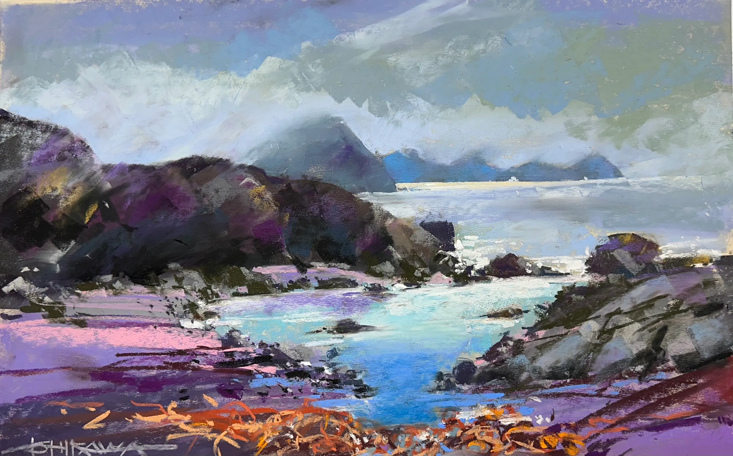 pastels painting at Pismo Beach